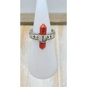 NWT $114 Bomb Party "Desert Princess" Rec Magnesite  Rhodium Plated Sz 5